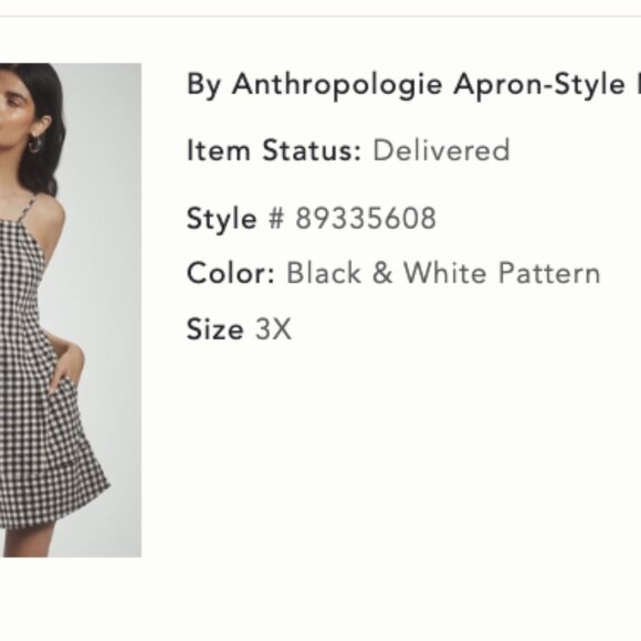 By Anthropologie Apron-Style Black/White Gingham Mini Dress - 3X - Picture 10 of 10